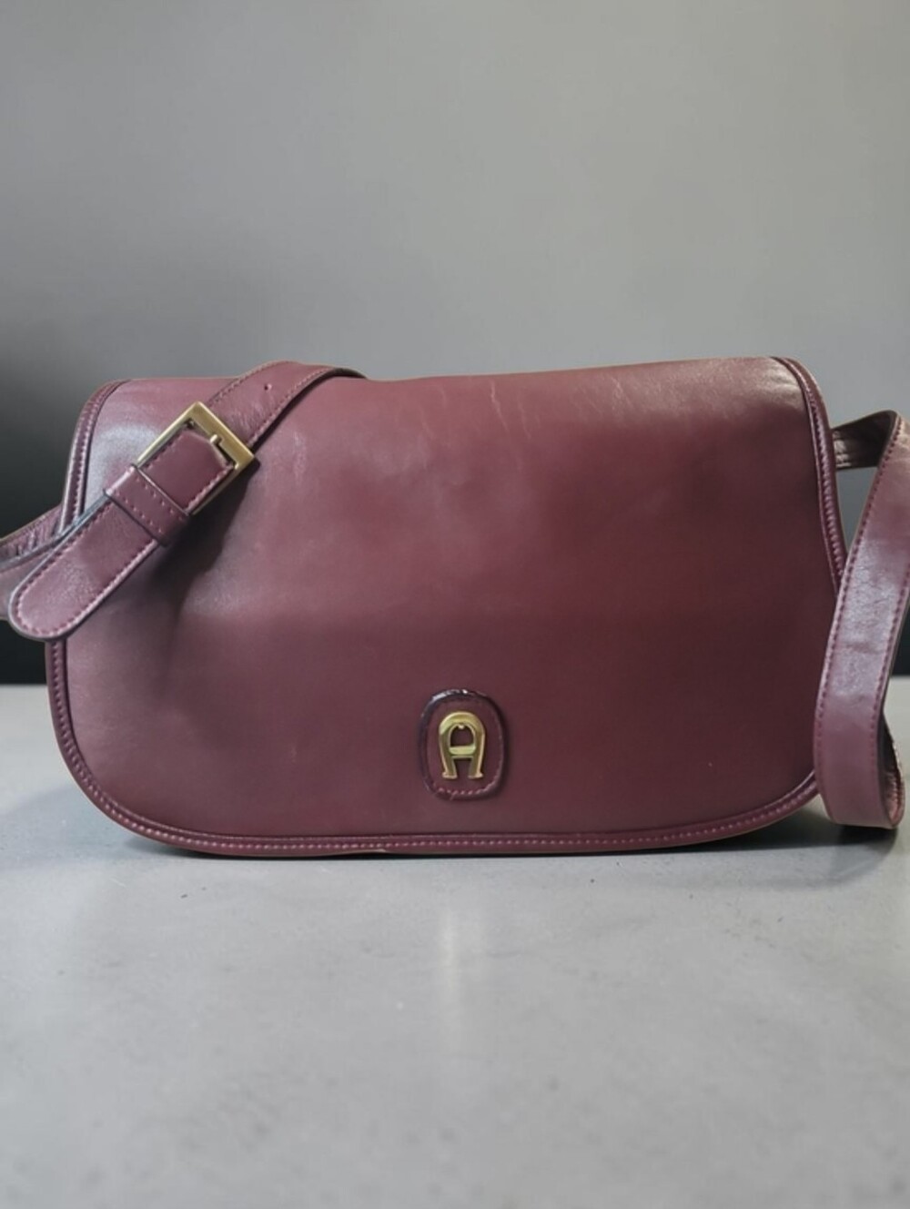 Etienne Aigner Vintage Burgundy Leather Saddle Bag